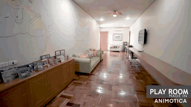 a play room made in animotica with a couch