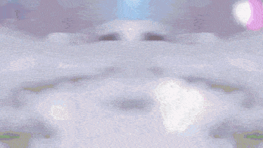 a cartoon character is standing in the snow with a blue sky in the background