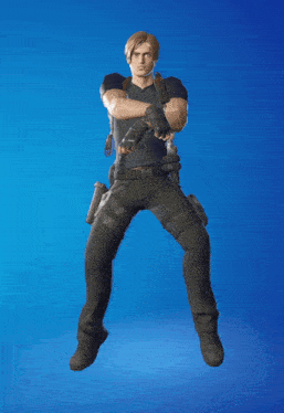 a man is jumping in the air with a gun in his hand