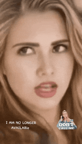 a close up of a woman 's face with the words " i am no longer available "