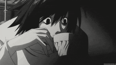 a black and white drawing of a man covering his face with his hands