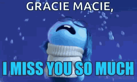 a cartoon character is crying and says i miss you so much