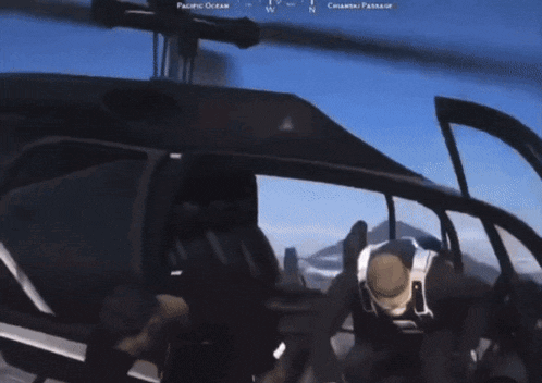 a helicopter is flying over the pacific ocean and chasmski passage