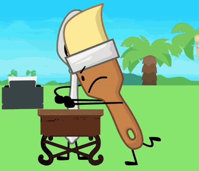 a white spoon and a brown brush are standing next to each other