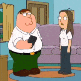 peter griffin from family guy talking to a woman