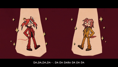 a couple of cartoon characters standing next to each other with da da da da da da da da da da da da da da da da da da