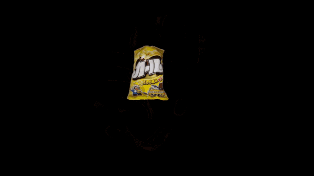 a bunch of yellow bags with a cartoon character on them and the letters jl on them