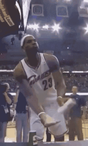 a man in a basketball uniform with the number 23