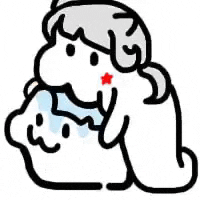 a black and white drawing of a ghost with a red star on its face .