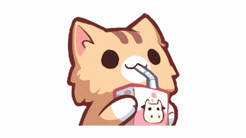 a cat drinking from a carton with a cow on it