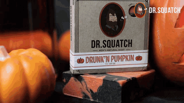 a box of dr. squatch drunk 'n pumpkin soap