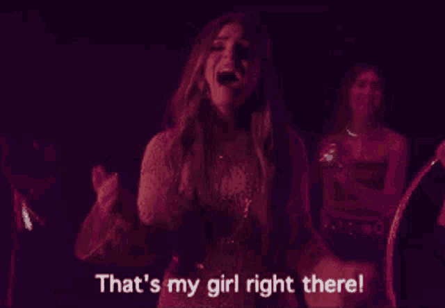 a woman says that 's my girl right there while dancing