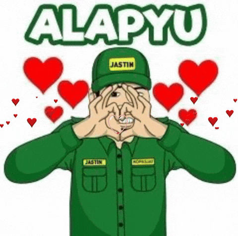 a cartoon of a man making a heart shape with his hands