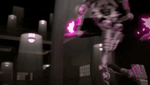 a robot with a pink light coming out of it