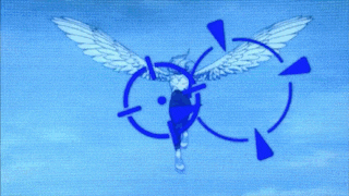 a drawing of a bird with a target in the middle