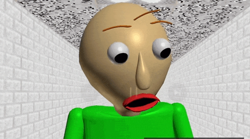 a cartoon character with a surprised look on his face and a green shirt