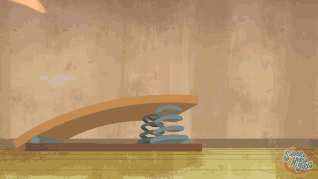 a sign that says hamster on it with super hero girls in the background