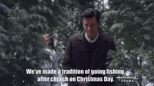 Nathan Elizabeth Wcth Hearties Seasonseven Christmas Tree Hunting GIF - Nathan Elizabeth Wcth Hearties Seasonseven Christmas Tree Hunting Tradition Fishing After Church See Who Catches Biggest Fish GIFs