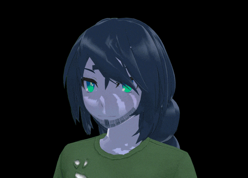a 3d model of a girl with a beard and green eyes