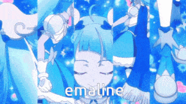 a collage of anime characters with the word emaline on the bottom right