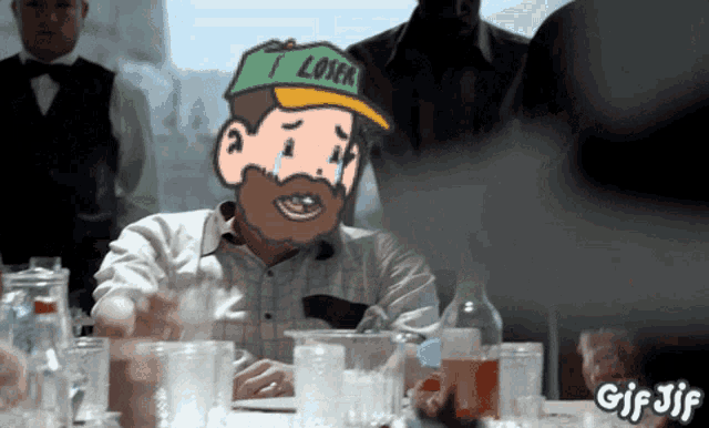 a cartoon of a man wearing a hat that says loser