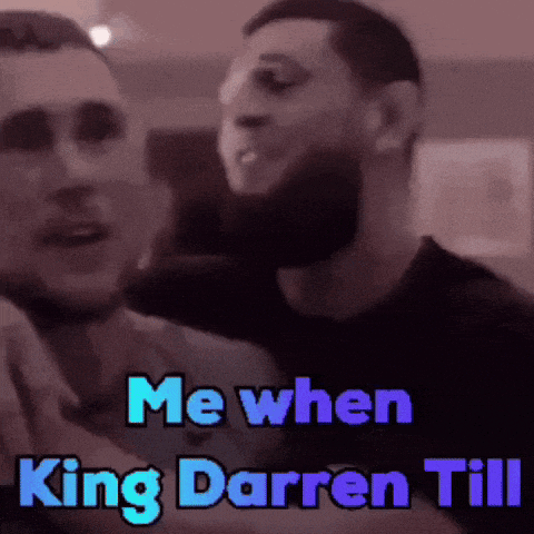 a picture of two men with the words me when king darren till on the bottom