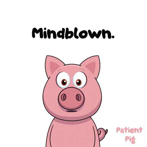 a cartoon pig with the words mindblown written below it