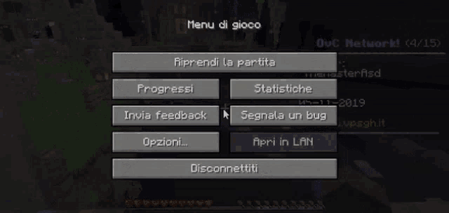 a screenshot of a minecraft game that says ' ovc network ' at the top