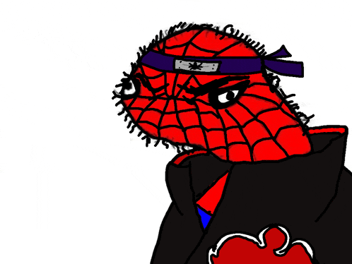 a drawing of a spider man with a purple headband on
