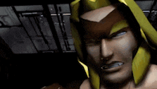 a close up of a man 's face in a video game with a yellow helmet .