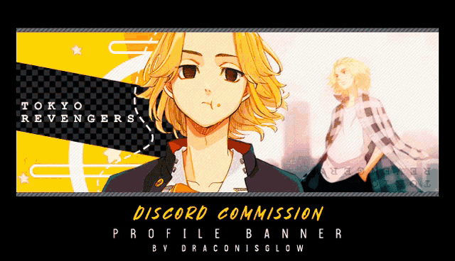 a tokyo revengers discord commission profile banner by dragon is glow