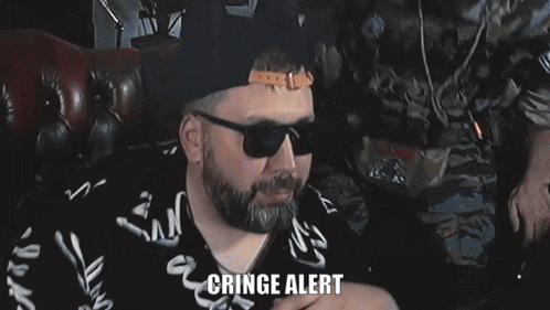 a man wearing sunglasses and a hat is sitting in a chair with the words im dying below him
