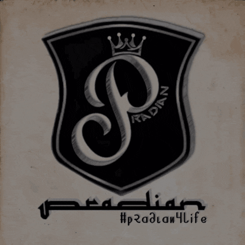 a shield with the letter p on it and #radian4life