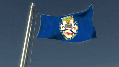a blue and white flag with the words feirense on it