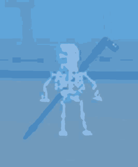 a skeleton is holding a sword in a video game .