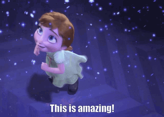 a baby anna from the movie frozen is surrounded by snow