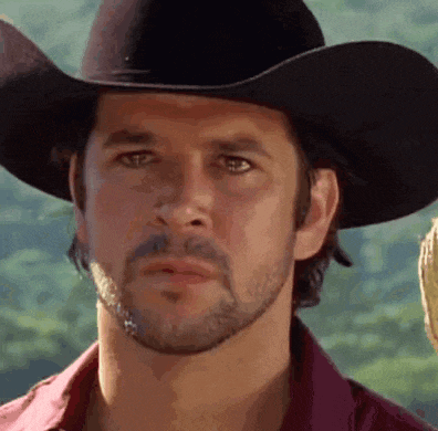 a man with a beard wearing a cowboy hat .
