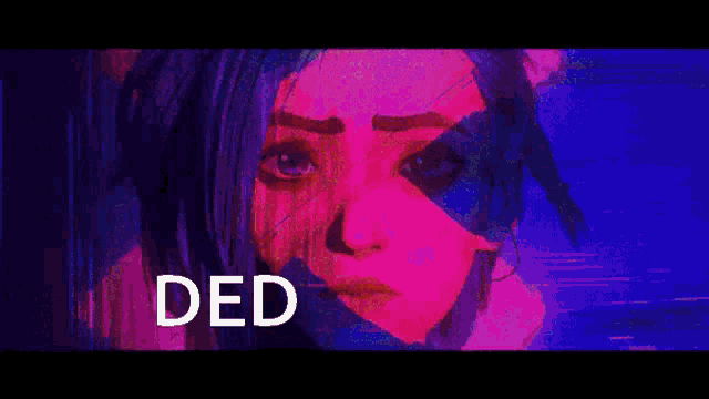a close up of a woman 's face with the word ded written in the corner .