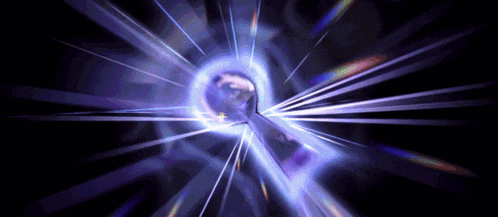 a purple light is coming out of a dark hole