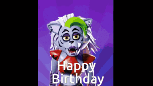 a cartoon character with a green mohawk and the words `` happy birthday '' .