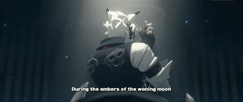a cartoon character says during the embers of the waning moon in a dark room