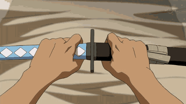 a cartoon of a person holding a sword that says tv tokyo