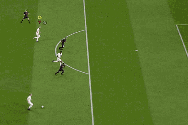 a soccer game is being played in front of a banner that says fifa2