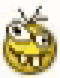 a close up of a smiley face with a bee on it .