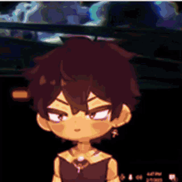 a pixel art drawing of a girl with a necklace and earrings