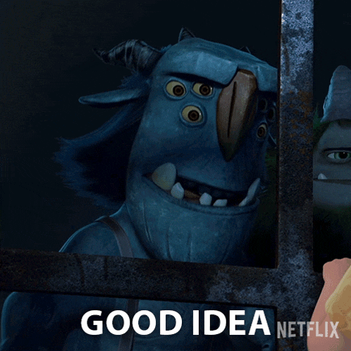 a cartoon character behind a fence with the words good idea netflix below it