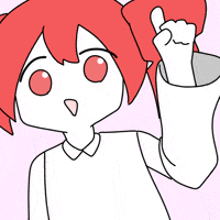 a drawing of a girl with red hair pointing
