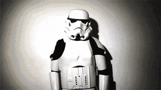 a storm trooper from star wars is standing in front of a white background