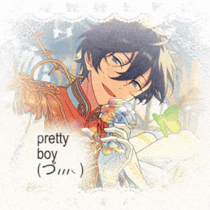 a picture of a boy with the words " pretty boy " on it