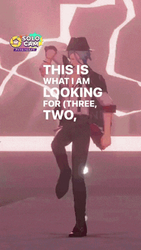 a man in a hat is dancing with the words this is what i am looking for ( three ) two